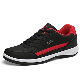 Sudychen Freizeitschuhe Herren Sneaker PU Leder Walkingschuhe Atmungsaktive Turnschuhe Laufschuhe Athletic Formal Sportschuhe Schwarz weiß Bla (Schwarz, 41)