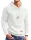 COOFANDY Hoodie Herren Kordelzug Jacquard Sweatshirt Kapuzenpullover Langarm mit Taschen Weiß M