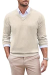 COOFANDY Herren Pullover V Ausschnitt Regular Fit Casual Business Basic Sweater Khaki