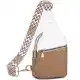 Suweir Sling Bag Damen Brusttasche Klein Crossbody Bag Stylisch Umhängetasche Bauchtasche PU Leder Schultertasche Leichte Rucksack für Outdoorsport, Reisen, Einkaufen, Frauen (Weiß Braun)