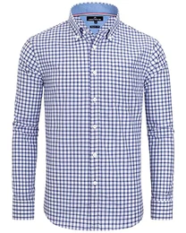 J.VER Herren Hemd Oktoberfest Bier Karohemd Langarmshirt Stretch Businesshemd Herbst Klassischen Karneval Shirt mit Tasche,Blau Weiß Grau,M