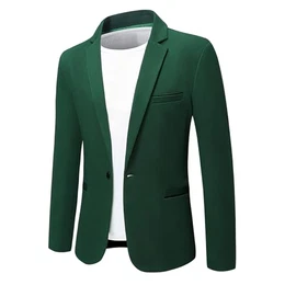Herren Sakko Sportlich Modern Stretch Blazer Männer Slim Fit Freizeit Jackett Business Anzugjacke Grün M