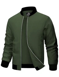 MAGCOMSEN Herren Bomberjacke Windbreaker Armeegrün