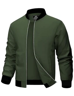 MAGCOMSEN Herren Bomberjacke Windbreaker Armeegrün