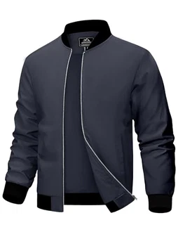 MAGCOMSEN Herren Bomberjacke Windbreaker Dunkelgrau
