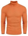 Coofandy Herren Rollkragen Strickpullover Slim Fit Basic Sweater Orange