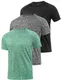 Star Vibe 3 Stücke trockene T-Shirts für Herren Schwitzen Sport T-Shirts Sport Fitness-Sportkleidung Kurze Ärmel Fitness-Studio Sport-Shirt Black/Dark Grey/Green M