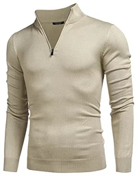 Half Zip Pullover Herren Stehkragen Pullover Zipper Herren Troyer mit Reißverschluss Arbeitspullover Pullover Khaki XL