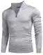 COOFANDY Herren Rollkragenpullover Stehkragen Troyer Pullover Stricktroyer Arbeitspullover Strickpullover Feinstrick Pullover mit ViertelreißVerschluss Hellgrau M