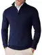 COOFANDY Herren Rollkragen Pullover 1/4 Zip Neck Strickpullover Winterpullover Warm Pulli Business Pullover Arbeitspullover Freizeit Navy Sweater Navy Blau XL