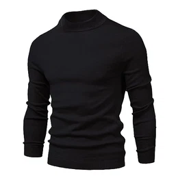 Pullover für Herren Solid Rollkragen Warmer Pullover Winter Basic Turtleneck Herren Schwarz M