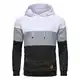 YuKaiChen Herren Pullover Herren Patchwork Hoodie Langarm Jacquard Kaputzenpullover Farbblock Sweatshirt mit Taschen Weiß Hellgrau Schwarz Mittel