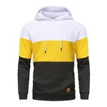 YuKaiChen Herren Patchwork Hoodie Langarm Kapuzenpullover mit Taschen Weiß/Gelb/Schwarz