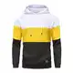 YuKaiChen Herren Pullover Herren Patchwork Hoodie Langarm Jacquard Kaputzenpullover Farbblock Sweatshirt mit Taschen Weiß Gelb Schwarz Mittel