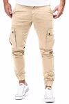 Cassiecy Herren Hose Jogger Chino Cargo Jeans Hosen Stretch Sporthose mit Taschen Slim Fit Freizeithose Khaki