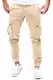 Cassiecy Cargohose Herren Slim Fit Casual Jogger Chino Cargo Hosen Stretch Jogginghose Sporthose Freizeithose mit 6 Taschen (M, Khaki)