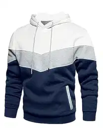 Herren Hoodie Sweatjacke Kapuzenpullover Langarm Sweatshirt Farbabstimmung Hoody mit Tasche Weiß M