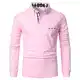 APAELEA Poloshirt Herren Langarm Baumwolle Golf T-Shirt Casual Tops,Rosa,M