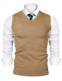 Herren Pullunder V-Ausschnitt Strickweste Baumwoll Comfort und Stilvolle Ärmellos Cardigan