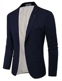 Herren Sakko Regular Fit Blazer mit 2 Knöpfe Freizeit Anzugjacken Lässig für Hochzeit 42 Dunkelblau 472A23-2