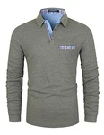 LIUPMWE Poloshirt Herren Langarm Getäfelt T Shirts Männer Hemd T-Shirt Slim Fit Golf Sports Grau