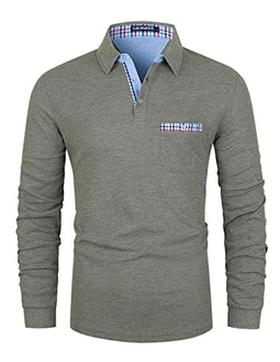 LIUPMWE Poloshirt Herren Langarm Getäfelt T Shirts Männer Hemd T-Shirt Slim Fit Golf Sports Grau LIUPMWE Poloshirt Herren Langarm Getäfelt T Shirts Männer Hemd T-Shirt Slim Fit Golf Sports Grau