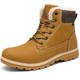 Winterschuhe Herren Gefüttert Winterstiefel Damen Outdoor Wanderschuhe Schneestiefel Warm Rutschfest Winter Boots Hellbraun 43 EU
