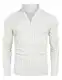COOFANDY Herren Business Pullover Half Zip Slim Fit Feinstrick Winterpullover Sweater Zopfmuster Langarm Weiß M