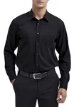 HISDERN Herren Langarm Businesshemd Regular Fit Hemd aus Bambusfaser Schwarz