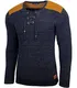Baxboy Herren Pullover Slim Fit V-Neck Strick-Pullover Rundkragen Moderner Männer schwarzer Pulli Longsleeve in Feinstrick Sweatshirt BB-52205, Farbe:Schwarz, Größe:M