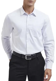 Herren Weiß Hemd Langarm Businesshemd Regular Fit Hemd aus Bambusfaser Freizeithemd Bügelfreies Herrenhemd mit Brusttasche,M