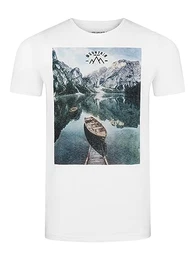 Herren T-Shirt RIVLukas Fotodruck Rundhals O-Neck Kurzarm Shirt Regular Baumwolle Weiß M, Größe:M, Farbe:White (BJD)
