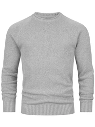 Herren INMassum Feinstrickpullover mit Rundhals-Ausschnitt Strickpullover aus Baumwolle Lt Grey Mix XXL