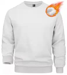 Herren Fleece Sweatshirt Basic Winter Pullover Langarm Crewneck T-Shirt Warme Baumwolle Pulli Lässig Freizeit Fleeceshirt Weiß M