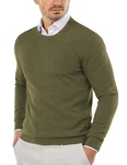 COOFANDY Herren Pullover Rundhalsausschnitt Feinstrick Armeegrün