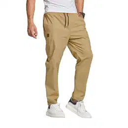 Hosen Herren Chino Cargo Hose Herren Freizeithose Cargohose Männer Jogginghose Herren Baumwolle Elastische Taille mit Kordelzug Khaki M