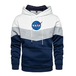 RYTHMIX Kapuzenpullover für Herren N.A.S.A Logo-Graphic Hooded Sweatshirt mit Kordelzug Weiß