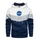 RYTHMIX Kapuzenpullover für Herren N.A.S.A, Logo-Graphic Hooded Sweatshirt mit Kordelzug, Freizeit Dünne Kapuzenpulli für Workout-White  M