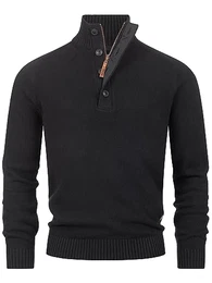 Herren INIsalu Pullover aus 80% Baumwolle mit Stehkragen Strickpullover für Männer Black XXL