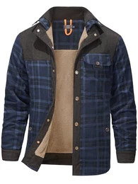 Herren Thermohemd Flanellhemd Winterjacke Fleecefutter schützendem Innenfutter Holzfällerhemd Arbeitshemd 3251 Dark Blue XL