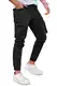 GINGTTO Herren Jogger Cargo Chino Hose Regular Fit Cargo Jogginghose Herren Schwarze 34/30