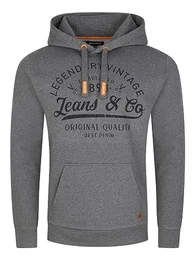 Herren Kapuzenpullover RIVArmin Hoodie Sweatshirt Pullover Kapuze Kängurutaschen Regular Fit Baumwolle Print Grau M, Größe:M, Farbe:Grey Melange Standard 2