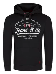 Herren Kapuzenpullover RIVArmin Hoodie Sweatshirt Pullover Kapuze Kängurutaschen Regular Fit Baumwolle Print Schwarz M, Größe:M, Farbe:Black