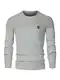Elegancity Herren Pullover Grau Rundhalsausschnitt Winter Strickpullover Slim Fit Feinstrick Pulli Warm Sweater M