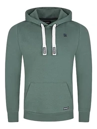 Herren Kapuzenpullover RIVLinus Hoodie Sweatshirt Pullover Kapuze Kängurutaschen Regular Fit Einfarbig Baumwolle Grün, Größe:M, Farbe:Forest Green