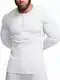 Agilelin Herren Baumwolle Langarm Shirt,Schlanke Passform Muskelshirts,Casual Henley Shirt,Geripptes Tshirt(Weiß/M)