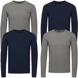 Herren Langarmshirt 4er Pack hxl.1f Rundhals Basic LS Shirt Longsleeve Tee Core O-Neck(M, 4er Pack Mix #03)