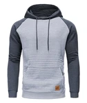 Huayuzh Hoodie Herren Kapuzenpullover Casual Langarm Karierten Kordelzug Jacquard Sweatshirt mit Kapuze Taschen Hellgrau/Grau