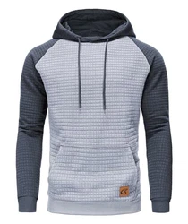 Huayuzh Hoodie Herren Kapuzenpullover Casual Langarm Karierten Kordelzug Jacquard Sweatshirt mit Kapuze Taschen Hellgrau/Grau