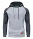 Huayuzh Hoodie Herren Kapuzenpullover Casual Patchwork Langarm Karierten Kordelzug Jacquard Sweatshirt mit Kapuze Taschen Hellgrau Grau M